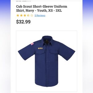 Cub Scout Short-Sleeve Uniform
Shirt, Navy - Youth Small (USED)